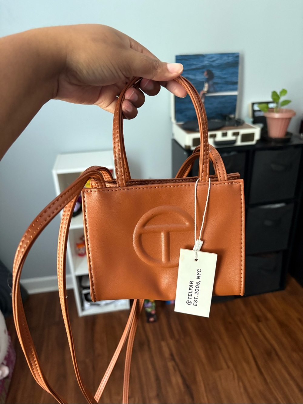 Telfar Mini Tote in Warm Cognac Brown